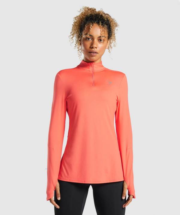 Damske Pulovre Gymshark Speed Zip-Up Oranžové | TV5074196